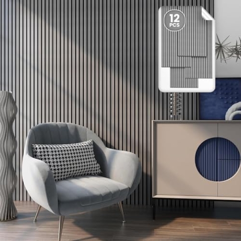 NEU.HOLZ Akustikpaneele Holz - Schalldämmung Wandpaneele in Holzoptik Eiche grau, Schallschutz Akustikplatten Wandverkleidung innen, Schallabsorber Paneele Wand & Decke, Holzpaneele Wand 8,64 m²