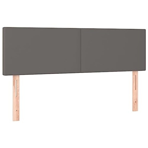vidaXL LED Kopfteil, Bettkopfteil mit Holzbeinen, Höhenverstellbar Polsterkopfteil für Bett, Betthaupt Bettzubehör Schlafzimmer, Grau 144x5x78/88cm Kunstleder