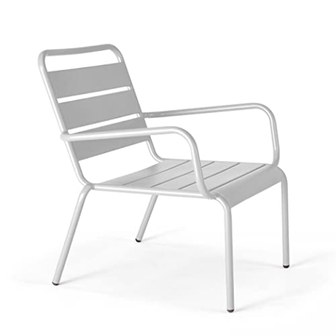 Oviala Gartensessel, niedrig, Relax, Stahl, Weiß – Palavas