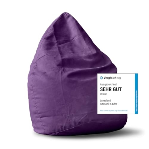 Lumaland Sitzsack Luxury 60x45cm | Microvelours Beanbag mit extra weichem & robustem Stoff | Für Erwachsene & Kinder| Ideal geeignet für Kinderzimmer | Sessel & Stuhl Bean Bag [Lila]