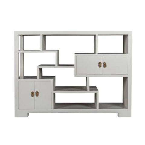 Fine Asianliving Chinesisches Bücherregal Offenes Regal Moonshine Greige - Orientique Kollektion B108xT35xH80cm