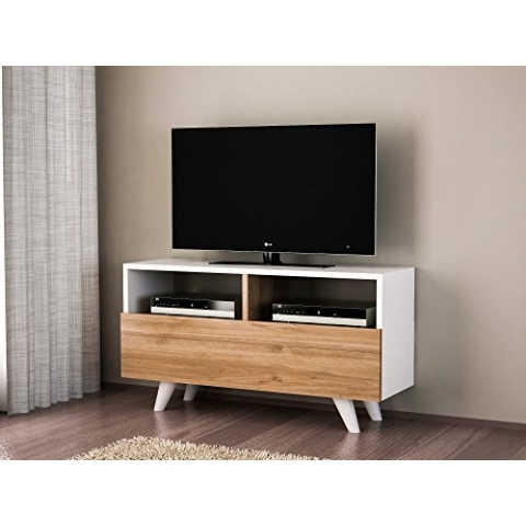 WoodenArt Meuble télévision Blanche Noyer Novella K3 - White, Walnut
