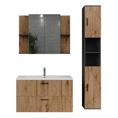 Vicco Badmöbel-Set Irma, Anthrazit/Artisan, 4 Teile