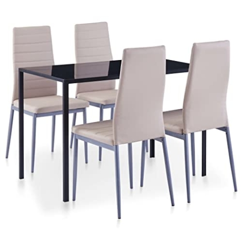 vidaXL Essgruppe 5-TLG. Esszimmertisch Esstischset Esszimmergarnitur Küchentisch Esszimmer Stuhl Tisch Sitzgruppe Esstisch mit 4 Stühlen Cappuccino-Braun