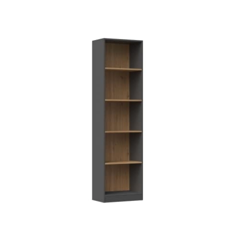 CDF Bücherregal R50 | Farbe: Anthrazit - Eiche Artisan | Breite: 50 Zentimeter | Für Wohnzimmer, Büro und Arbeitszimmer | Regal für Bücher und Spielzeug | Ideal für Kinderzimmer, Teenager