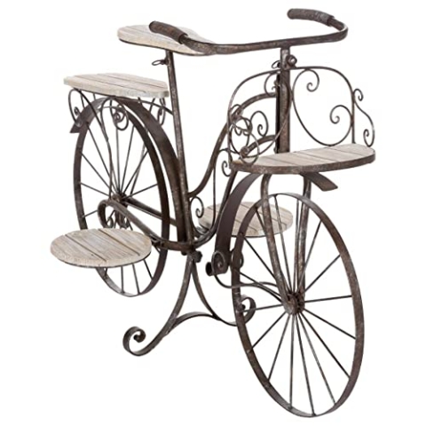 HESPERIDE Atmosphera - Pflanzenständer Fahrrad - Metall und Holz - schwarz - H59 cm - Schwarz