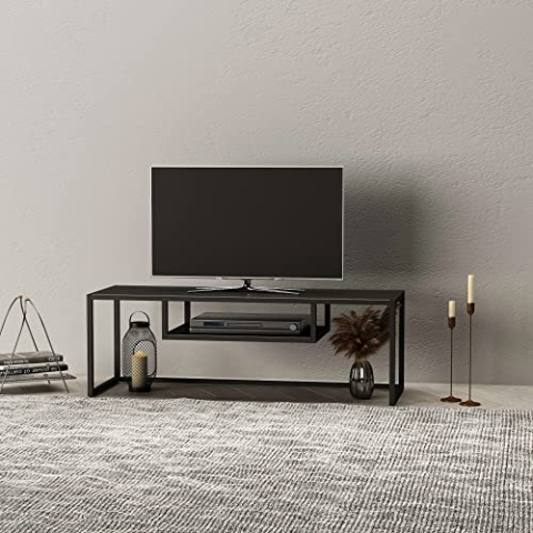 [en.casa] TV Board Isokyrö Fernsehtisch mit Ablagefach Lowboard 120 x 40 x 40 cm Sideboard Metall Schwarz