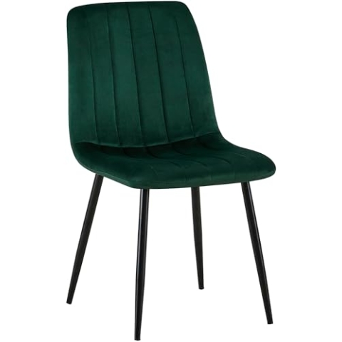 CLP Stuhl Dijon I Samt I Stoff I Mit Ziernähten I Mit Bodenschonern, Farbe:grün, Material:Samt