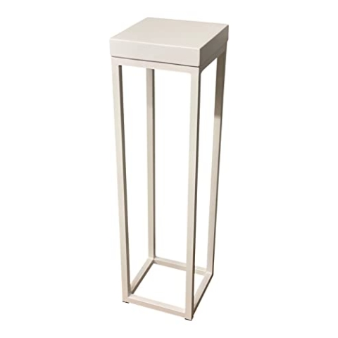Säule/SCREL/Säule Stahl Weiß mit Fiberstone Top Hochglanz weiß 28x28z100 cm