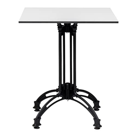 furni24 Quadrat Holztisch mit Metallbeinen, Esstisch, Tisch mit Drahtbeinen, Esszimmer, Küchentisch, Restauranttisch, weiß, 59x59cm (59x59cm)
