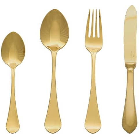 GreenGate Cutlery Curved Gold Dinner Set of 4 pcs