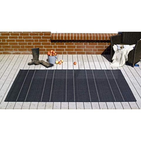 Hanse Home Sunshine In- und Outdoor Teppich Fürth 160x230cm - Flachgewebe Wetterfest Modernes Design für Balkon Terrasse Wintergarten Küche Esszimmer Badteppich Wohnzimmerteppich Wasserfest in Schwarz