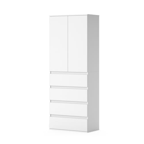 Vicco Kleiderschrank Claus, Weiß, 74 x 191.5 cm mit 4 Schubladen