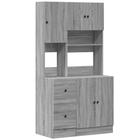 vidaXL Küchenmöbel, technisches Holz, Grau, Sonoma, 95 x 50 x 180 cm, Küchenschrank, Schrank mit Schublade, Küchenschrank