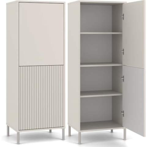 CDF Moderne Kabinett KAMARO 2DK | Farbe: Kaschmir (beige) | Schrank für Dokumente, Kleinigkeiten | Ideal für Wohnzimmer, Schlafzimmer, Kinderzimmer und Büro | Einfache Montage