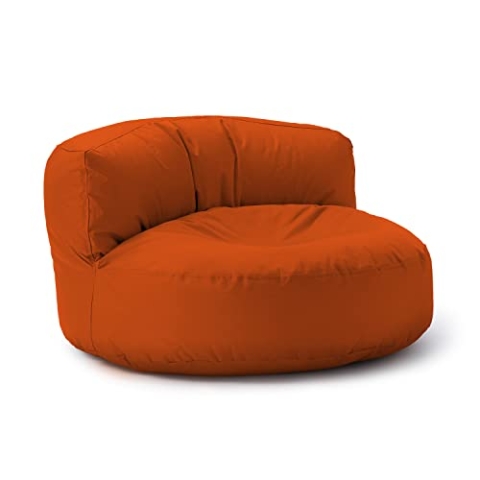 Lumaland Sitzsack Lounge | Sofa-Sitzsack 90 x 50 cm mit Rückenlehne | Indoor & Outdoor Beanbag | Wasserabweisend & Robust | Mit anpassungsfähiger EPS-Füllung | Waschbarer Bezug [Orange]