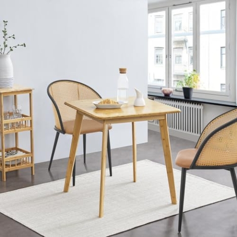 [en.casa] Esstisch Närpes Tisch quadratisch 70 x 70 cm Küchentisch Esszimmertisch für 2 Personen Bambus