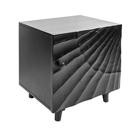 riess-ambiente.de Massiver Nachttisch Scorpion 50cm schwarz Mangoholz Beistelltisch mit 3D Schnitzereien Nachtschrank Tisch