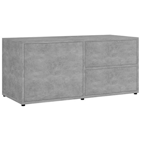 vidaXL TV Schrank mit 2 Schubladen 1 Fach Lowboard TV Möbel Sideboard Fernsehtisch Fernsehschrank HiFi-Schrank Betongrau 80x34x36cm Holzwerkstoff