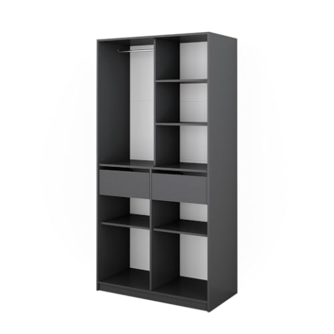 Vicco Kleiderschrank Elmo, Flügeltürenschrank, Anthrazit, 100 x 200 cm mit 2 Schubladen