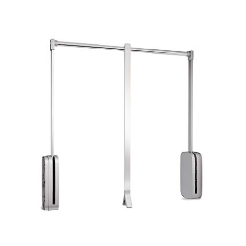 Emuca Kleiderlift für Schrankbreite, kleiderschranklift, 600-830mm breite regulierbar, Verchromt, Legierter Stahl Kunststoff, Chrom
