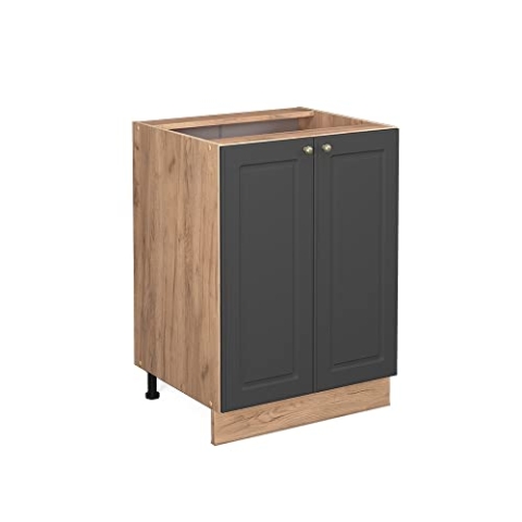 Vicco Küchenunterschrank Fame-Line, Anthrazit-Gold/Goldkraft Eiche, 60 cm ohne Arbeitsplatte
