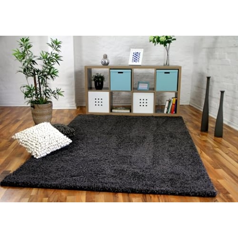 Snapstyle Luxus Hochflor Teppich Milano Anthrazit - 100% Polypropylen, ca. 43 mm Florhöhe, weich & pflegeleicht, schadstoffgeprüft, ideal für Wohnzimmer, Schlafzimmer oder Flur - gemütlich & modern