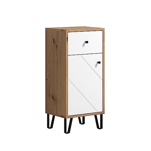 trendteam smart living - Badkommode Kommode - Badezimmer - Touch - Aufbaumaß (BxHxT) 36 x 79 x 29 cm - Farbe Artisan Eiche mit Weiß - 210280207