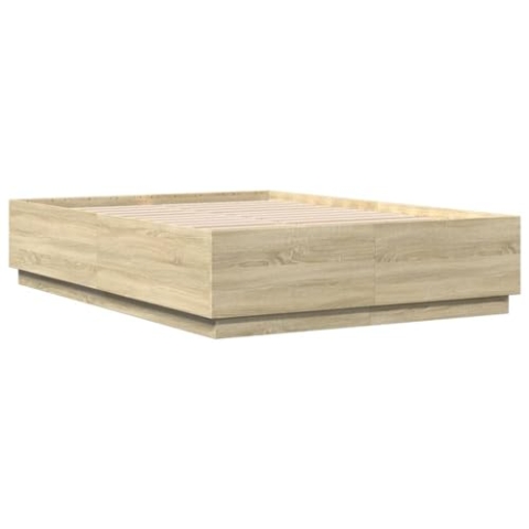 vidaXL Bettgestell, Bettrahmen mit Lattenrost, Bett Modernes Design für Schlafzimmer, Schlafzimmerbett Doppelbett, Sonoma-Eiche 140x200cm Holzwerkstoff