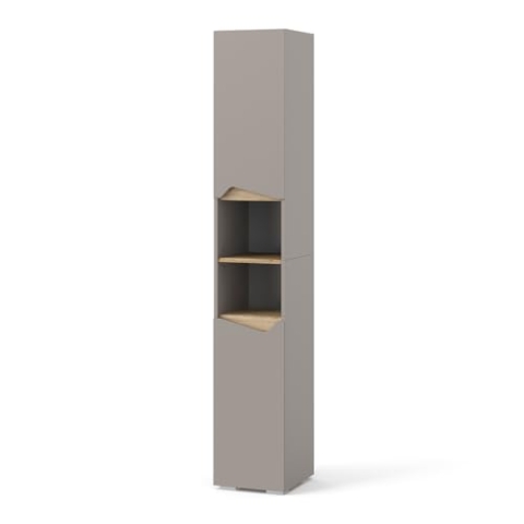 Vicco Badschrank Marelle, Greige/Artisan-Eiche, 30 x 180 cm mit Türen, und offenen Fächern