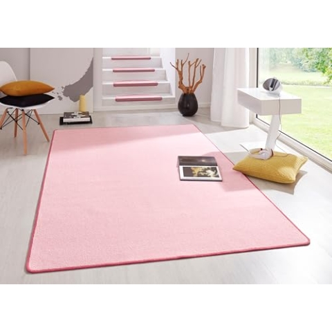 Hanse Home Indoor Teppich Fancy – Wohnzimmerteppich einfarbig Modern Velours Teppich für Esszimmer, Wohnzimmer, Kinderzimmer, Flur, Schlafzimmer, Küche – Rosa, 160x240cm