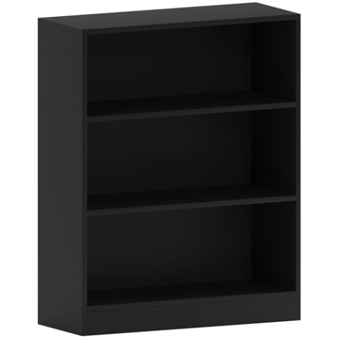 Vida Designs Cambridge Bücherregal mit 3 Ebenen, niedrig, schwarz, Holz-Regaleinheit für Büro, Wohnzimmermöbel