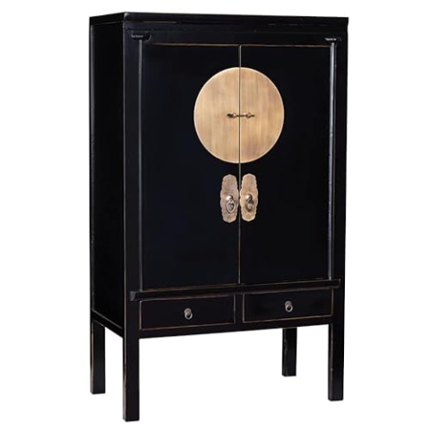 Colours of The Orient - Chinesischer Hochzeitsschrank Classic Black - Orientalischer Asiatischer Schrank - Handgefertigt aus China - Alt Schwarz