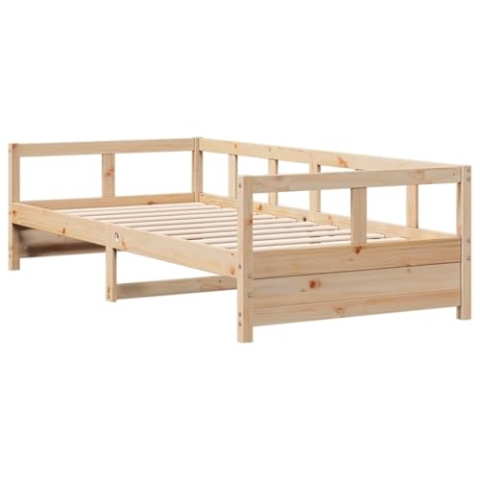 vidaXL Tagesbett, Gästebett ohne Matratze, Schlafsofa Bettsofa für Wohnzimmer Schlafzimmer, Bettgestell Lattenrost Sofabett, Natur 90x200cm Massivholz Kiefer