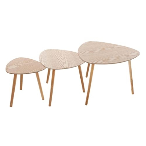 Atmosphera - Set aus 3 Couchtischen Mileo - Naturholz - Beige