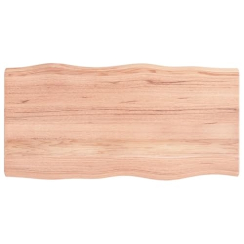 vidaXL Tischplatte, Holzplatte für Tisch Esstisch Couchtisch, Massivholzplatte Handgefertigt mit Baumkante, Ersatztischplatte, Hellbraun 100x50x(2-4) cm Massivholz Behandelt