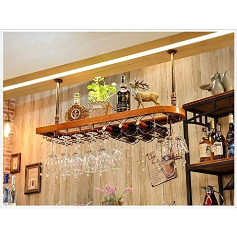 NHYHEHMR Europäische Hänge Weinregal Holz Glas