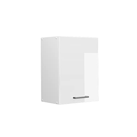 Vicco Hängeschrank R-Line, hängender Küchenschrank, Weiß Hochglanz/Weiß, 45 cm