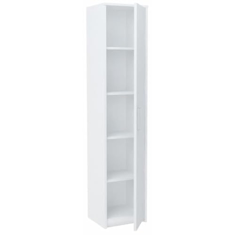 MATKAM Hochregal BODO R40Z mit Türen B40 x H182 x T35 cm, 4 Bretter und 5 Fächer, Tür mit Links- oder Rechtsanschlag, ideal für Büro, Diele Wohnzimmer, Jugend- oder Kinderzimmer (Weiß)