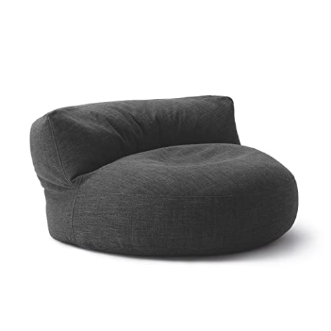 Lumaland Sitzsack Lounge | Sofa-Sitzsack 90 x 50 cm mit Rückenlehne | Flexibler Indoor Beanbag | Ergonomisch & Robust | Mit anpassungsfähiger EPS-Füllung | Waschbarer Bezug [Dunkelgrau]