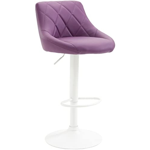 CLP Barhocker Lazio Mit Kunstlederbezug I Drehbarer Thekenhocker Mit Fußstütze I Höhenverstellbarer Barstuhl Mit Trompetenfuß, Farbe:lila, Gestell Farbe:weiß