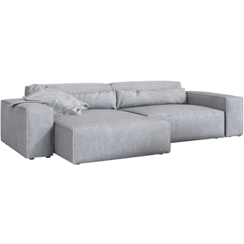 DELIFE Eckcouch Sirpio XL Mikrofaser Grau 270x170 cm Recamiere variabel