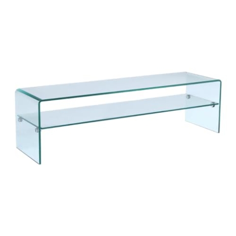 Vente-Unique-TV-Möbel mit 1 Ablage - Glas - STILEOS