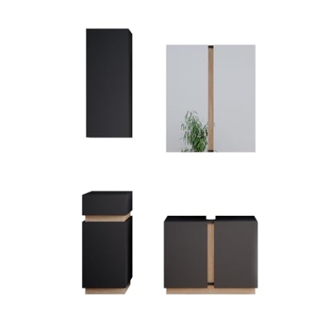 Vicco Badmöbel-Set Gloria, Badezimmerschrank-Set, Anthrazit/Sonoma, 4 Teile