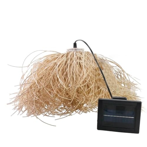 Frou Frou Hängeleuchte, im Boho-Natur-Stil, solarbetrieben, korbgeflochten, LED, warmweiß, Höhe 30 cm