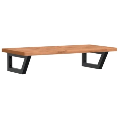 vidaXL Waschtischplatte mit Halterung, Holzplatte Waschtischkonsole Wandmontage, Waschbeckenplatte Wandkonsole Wandregal, Stahl Massivholz Buche