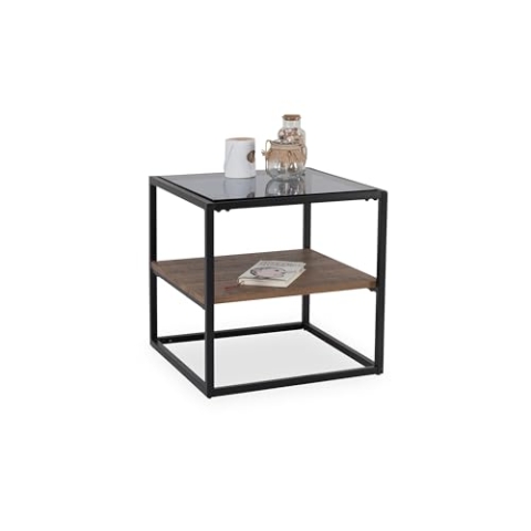 M2 Kollektion Detroit Beistelltisch/Kaffeetisch, Holz, braun, schwarz, B/H/T= 50x50x50cm