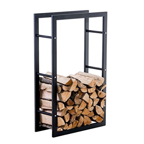 CLP Kaminholzregal Keri V3 I Kaminholzhalter Aus Metall In Schwarz Matt I Ohne Rückwand I In 8 Größen, Größe:25x60x100 cm