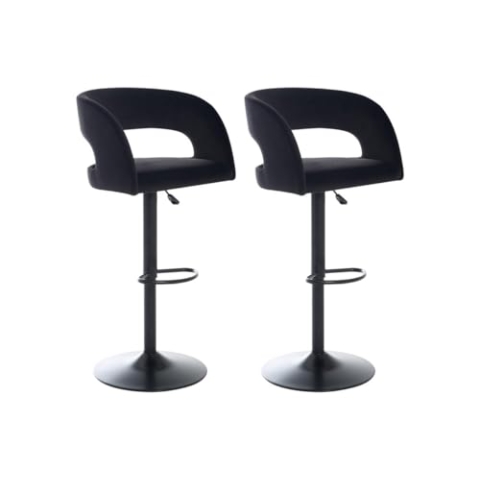 Vente-unique-Barhocker 2er-Set höhenverstellbar - Samt & Metall - Schwarz - LAJUNIA