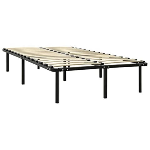 vidaXL Bettgestell Metallbett Bett Schlafzimmerbett Doppelbett Schlafzimmermöbel Ehebett Bettrahmen Lattenrost Schwarz Metall 120x200cm